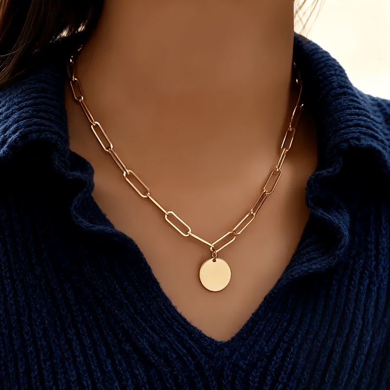 Women's Stylish Punk Chain Round Disc Necklace